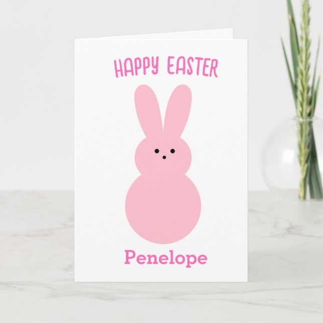 Pink Happy Easter Bunny Card (Front)