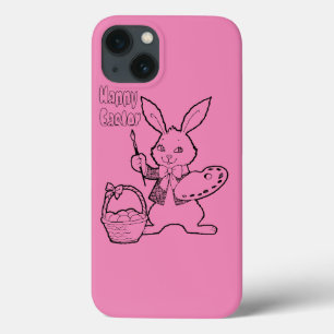 Pink Happy Easter Bunny iPhone 13 Case