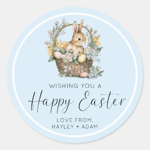 Pink Happy Easter Bunny Classic Round Sticker
