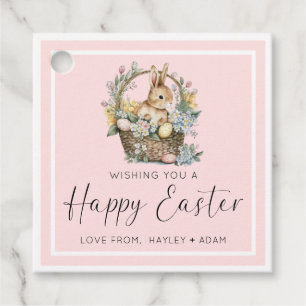 Pink Happy Easter Bunny Favour Tags