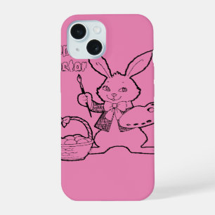 Pink Happy Easter Bunny iPhone 15 Case
