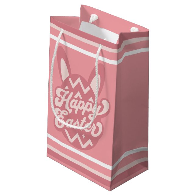Pink Happy Easter Bunny  Small Gift Bag (Back Angled)
