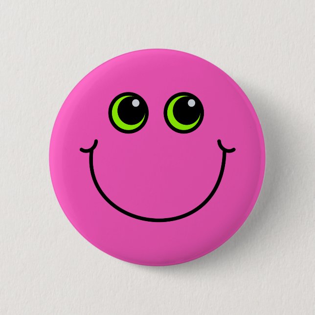 Pink Happy Emoji Face 6 Cm Round Badge (Front)