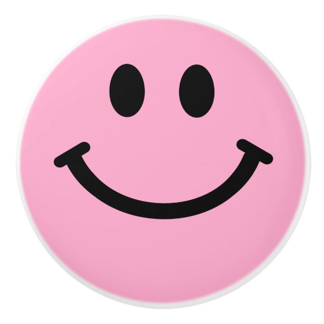 Pink Happy Face Ceramic Knob (Front)
