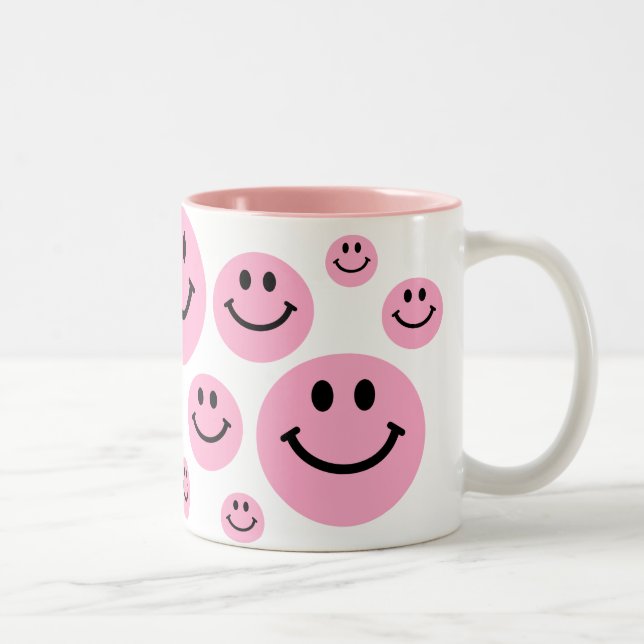 Pink Happy Face pattern Mug (Right)