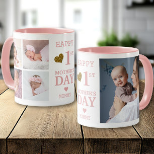 Pink Happy First Mother's Day Mummy 5 Photo Mug