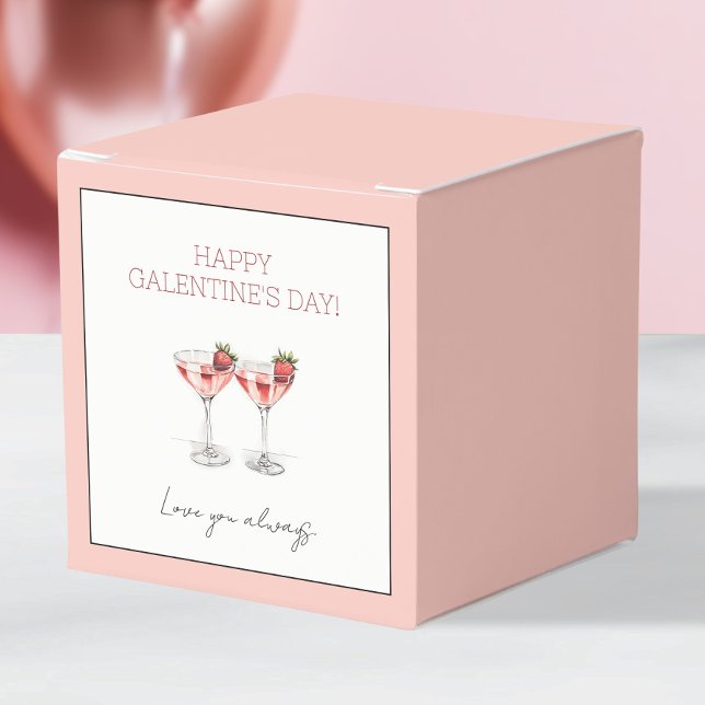 Pink Happy Galentine's Day Cocktails  Love You Bff Favour Box (Pink Happy Galentine's Day Cocktails Love You Bff Favor Boxes)