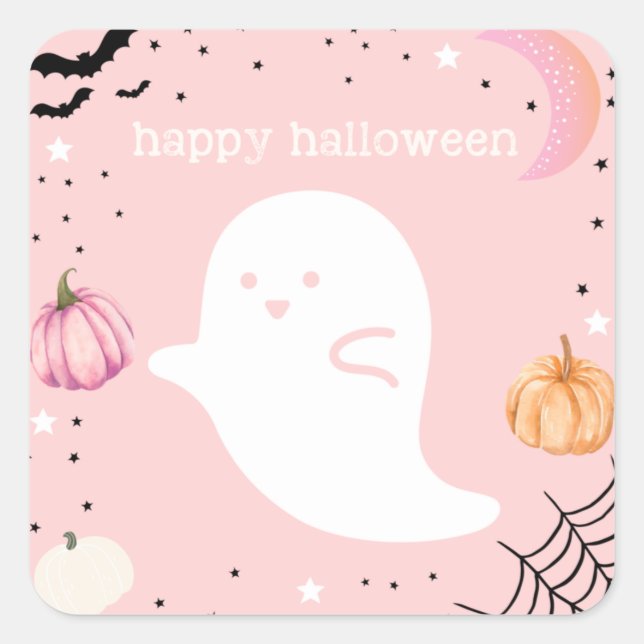 Pink Happy Halloween Sticker (Front)