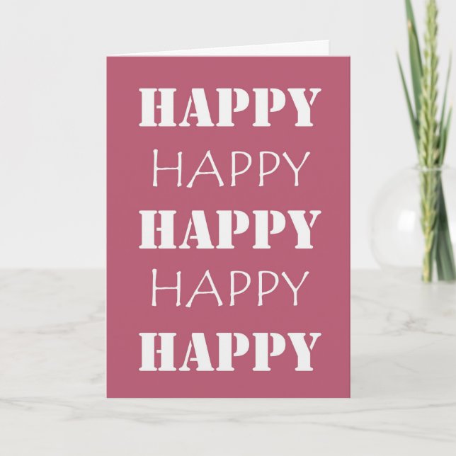Pink Happy Happy Birthday Card (Front)