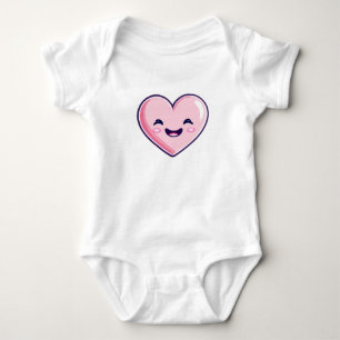 pink happy heart baby bodysuit