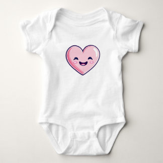 pink happy heart baby bodysuit