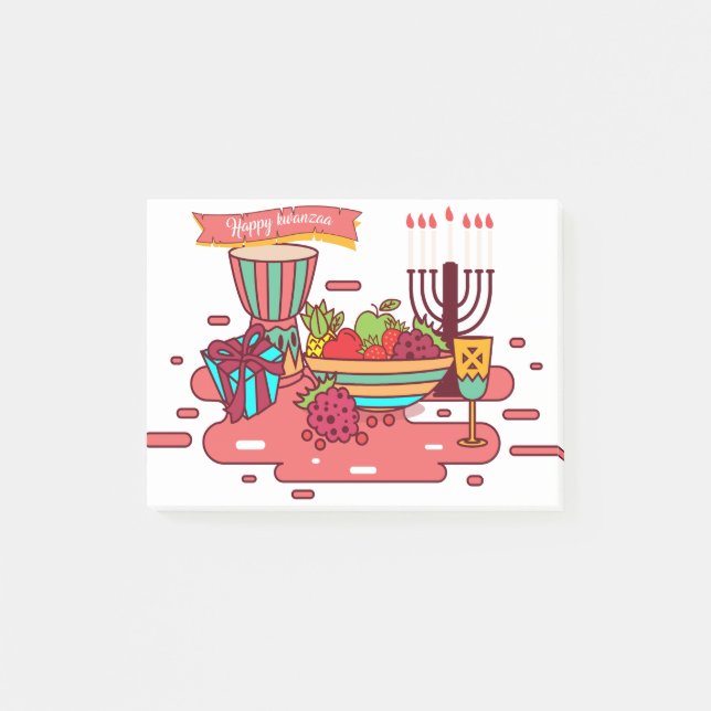 pink happy kwanzaa post-it notes (Front)