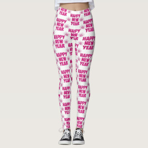 pink happy new year fireworks leggings