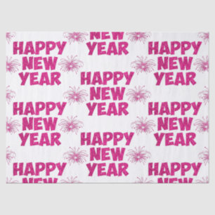 pink happy new year fireworks tissue paper