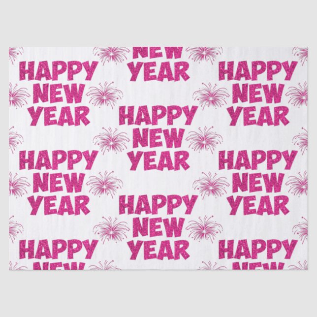 pink happy new year fireworks tissue paper (Front)
