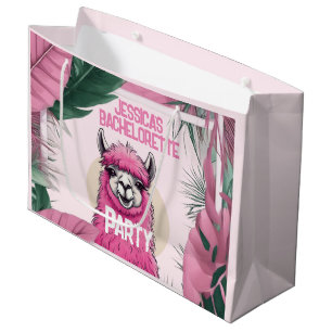 Pink Happy Smiling Lama Bachelorette Large Gift Bag