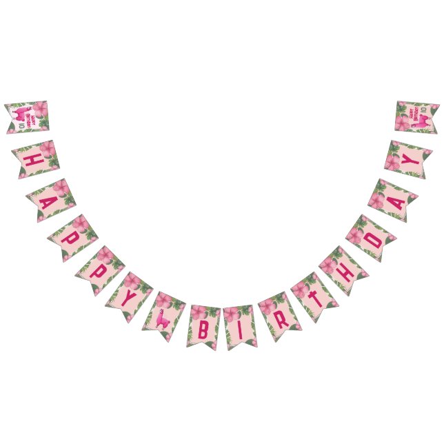 Pink Happy Smiling Lama Bunting (All)