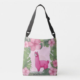 Pink Happy Smiling Lama Crossbody Bag