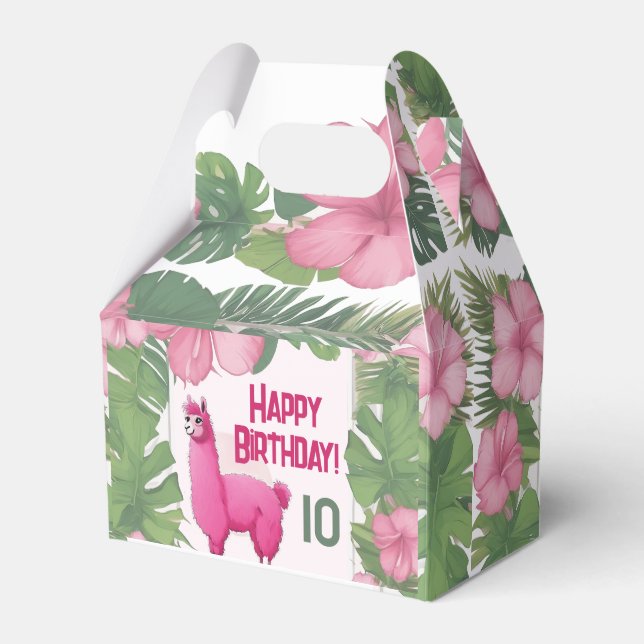 Pink Happy Smiling Lama Favour Box (Front Side)