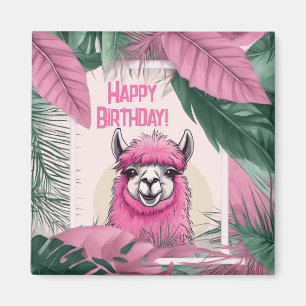 Pink Happy Smiling Lama Magnet