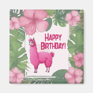 Pink Happy Smiling Lama Magnet