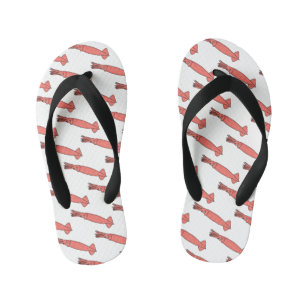 Pink happy squid cartoon illustration kid's flip flops