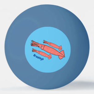 Pink happy squid cartoon illustration ping pong ball