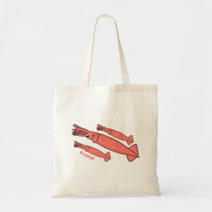 Pink happy squid cartoon illustration tote bag