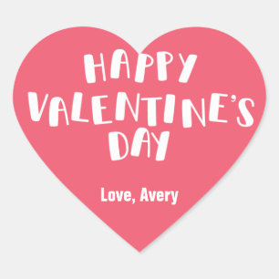 Pink Happy Valentine’s Day Heart Sticker