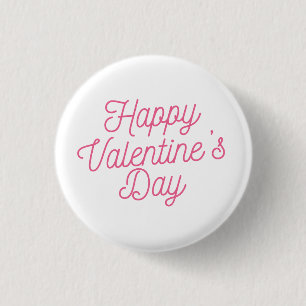 Pink Happy Valentine's Day Pin Button