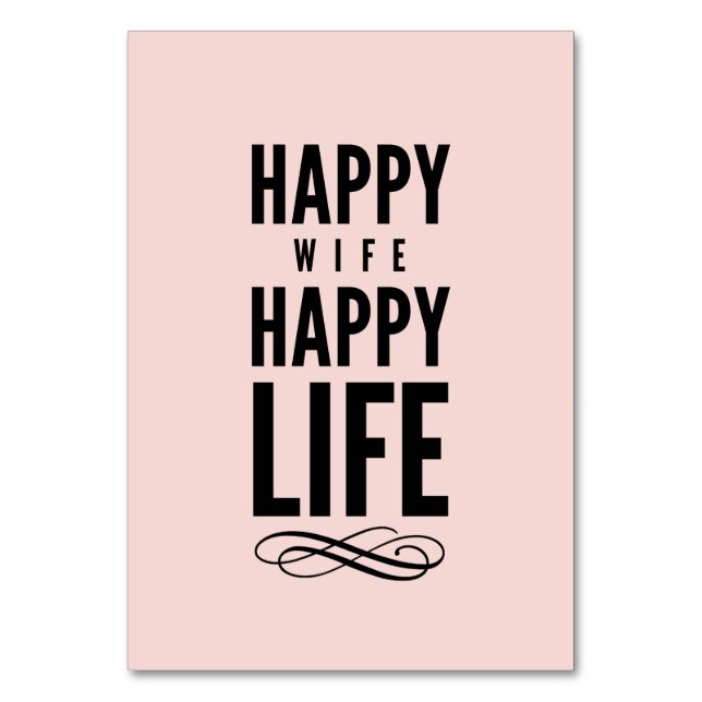 Pink Happy Wife Funny Wise Words Table Number (Front)