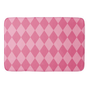 Pink Harlequin Diamond Pattern Bath Mat
