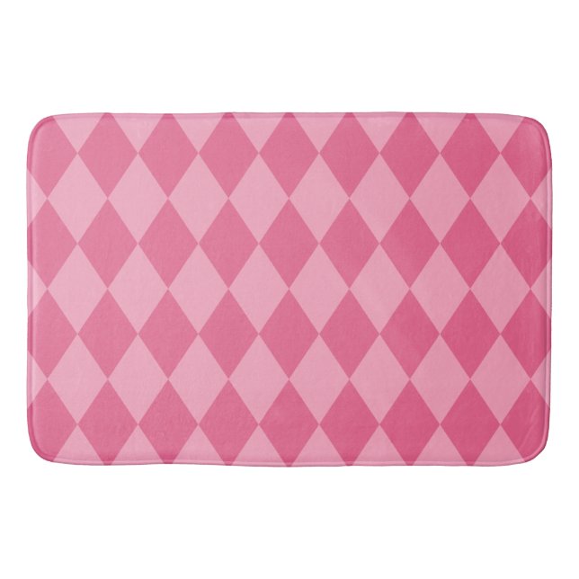 Pink Harlequin Diamond Pattern Bath Mat (Front)