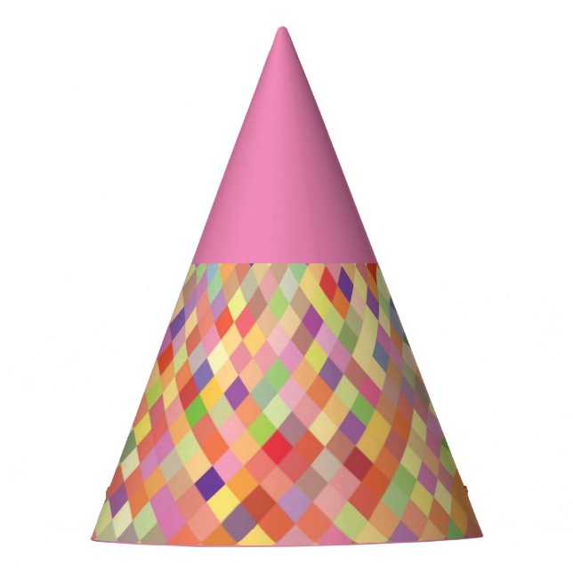 Pink Harlequin party hat (Front)