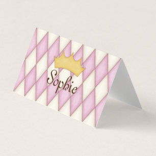 Pink Harlequin Personalised Princess Play Date Business Card
