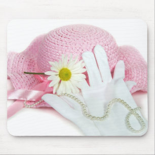 Pink Hat and White Gloves Mouse Mat