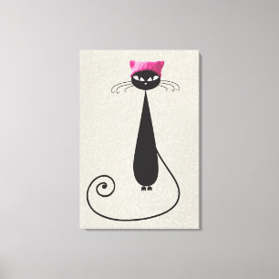 Pink Hat Kitty Cat Canvas Print