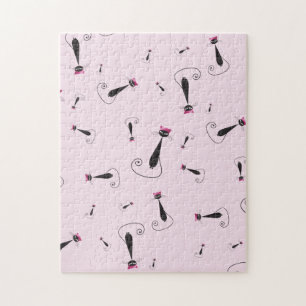 Pink Hat Kitty Cat Jigsaw Puzzle