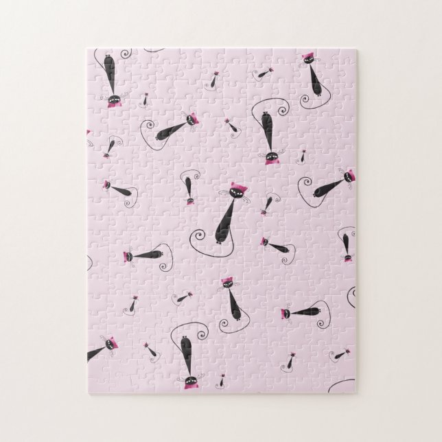 Pink Hat Kitty Cat Jigsaw Puzzle (Vertical)