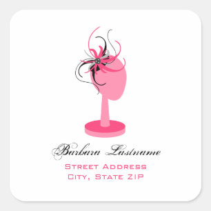 Pink Hat Stand & Fascinator Address Sticker