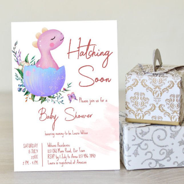 Pink hatching soon baby shower invite (Creator Uploaded)