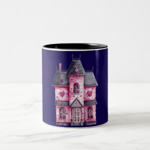 Pink Haunted House  Two-Tone Coffee Mug