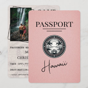 Pink Hawaii Passport Save The Date