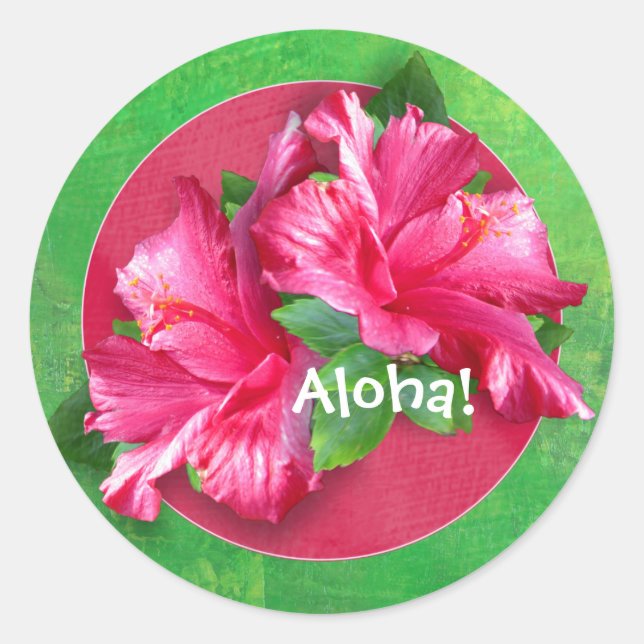 Pink Hawaiian Aloha Hibiscus Stickers (Front)