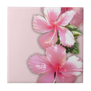 Pink Hawaiian Hibiscus Flowers Tile