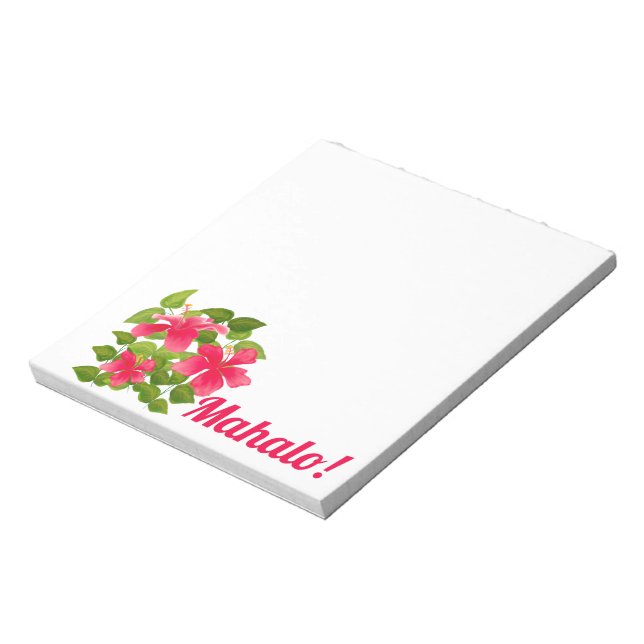 Pink Hawaiian Hibiscus Mahalo Notepad (Rotated)