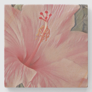 Pink Hawaiian Hibiscus Stone Coaster