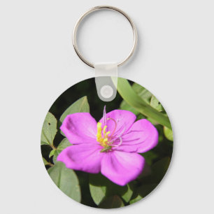 Pink Hawaiian Plumeria Poster Faux Canvas Print A Key Ring