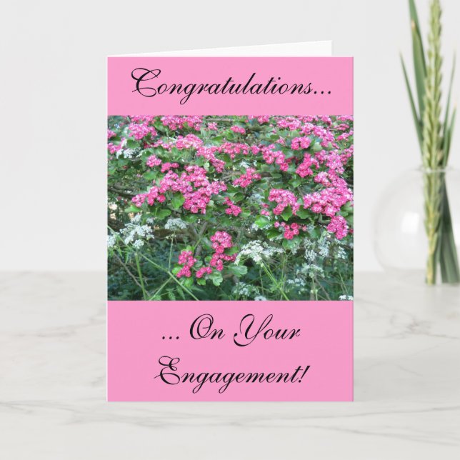 Pink Hawthorn Engagement Card (Front)