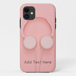 Pink Headphones with Wires iPhone 11 Case
